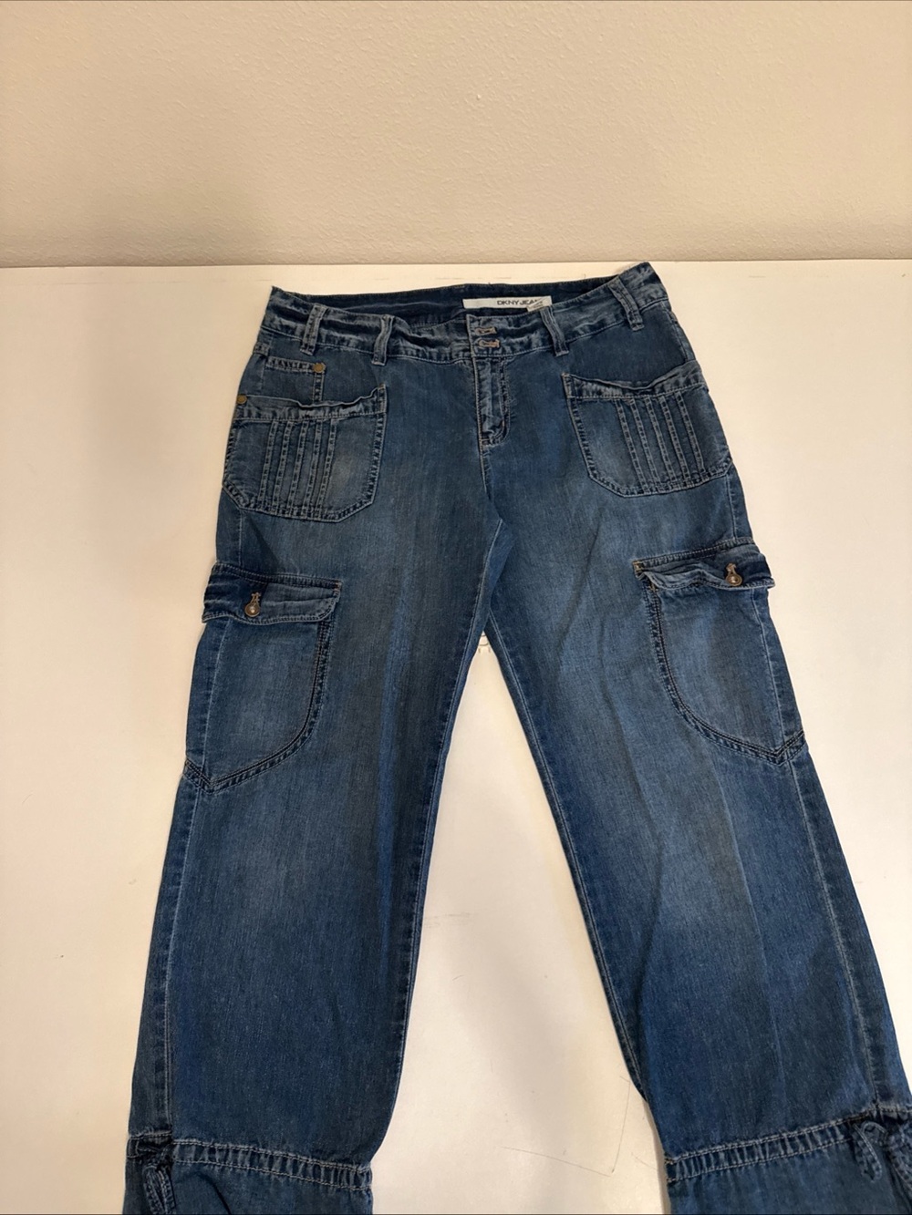 Dkny Dark Blue Boyfriend Cargo Jeans